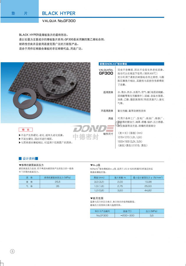 VALQUA华尔卡石墨复合垫�Q�GF300